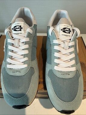 Coach Mint Sea Mist Suede & Mesh Sneakers with White Accents